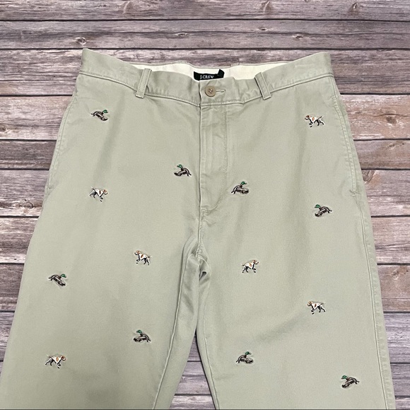 J Crew Embroidered Khaki Hunting Dogs 